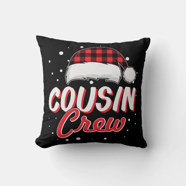 Coussin Cousin Crew Red Plaid Santa Hat Noël (Recto)