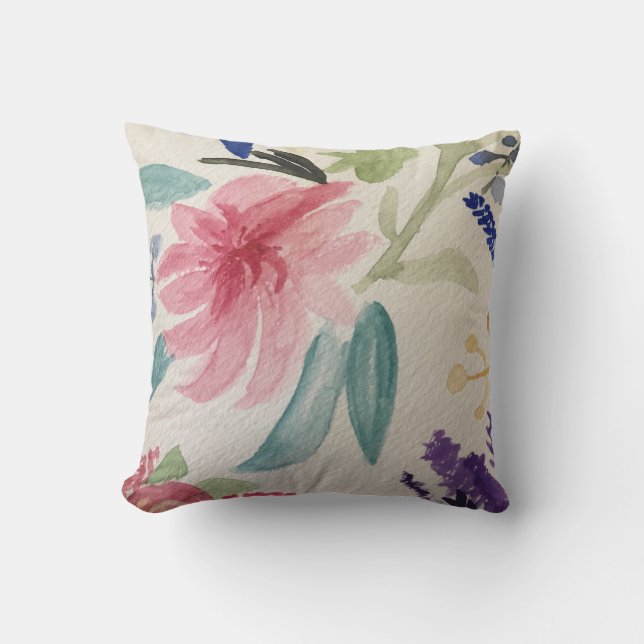 Coussin Cousshion à l'aquarelle fleurie (Recto)