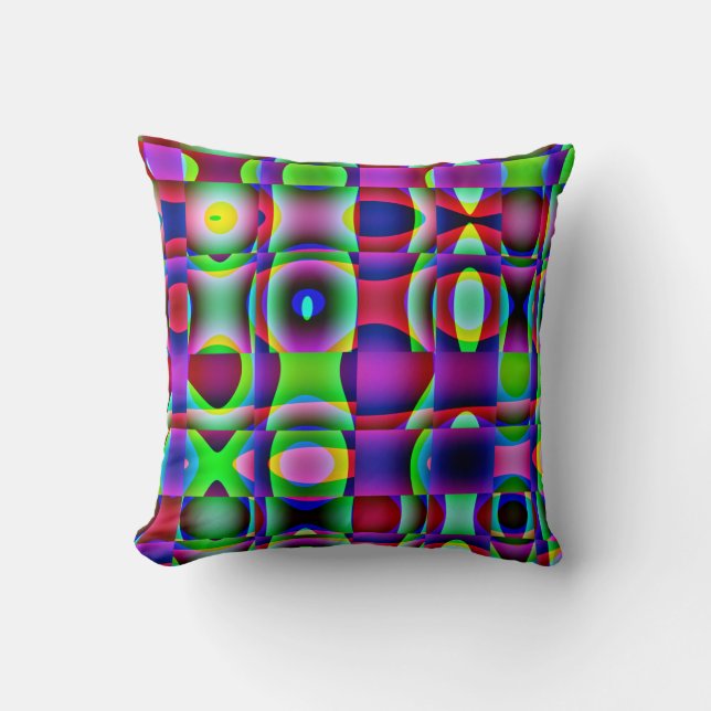 Coussin Coussin, Abstrait Cubiste de Couleurs Vives (Recto)