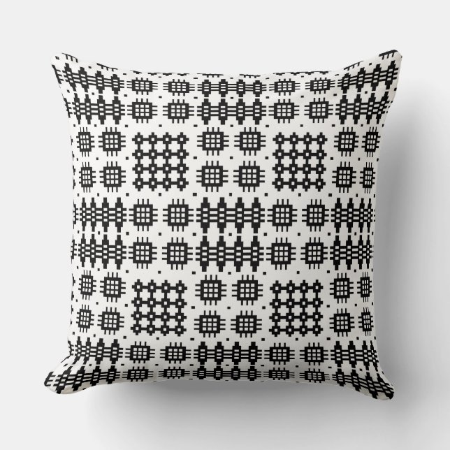 Coussin Coussin, blanc de noir de motif de tapisserie de (Recto)