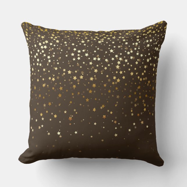Coussin Coussin-Brun carré de petites étoiles d'or (Recto)