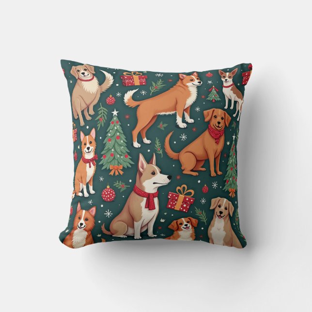 Coussin coussin chien de Noël (Recto)