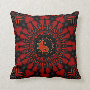 Coussin Coussin/coussin rouge-foncé d'équilibre (Yin Yang)