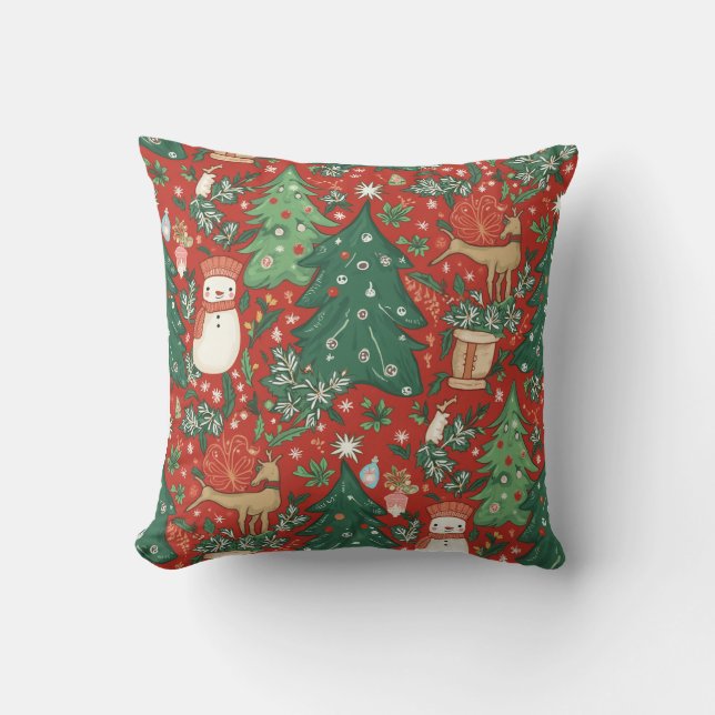 Coussin coussin customisé à l'ambiance de Noël (Recto)