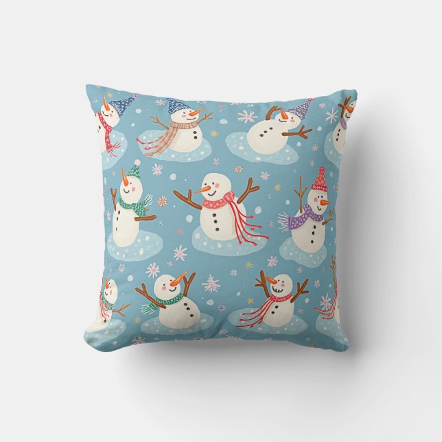 Coussin coussin de snowman d'hiver (Recto)