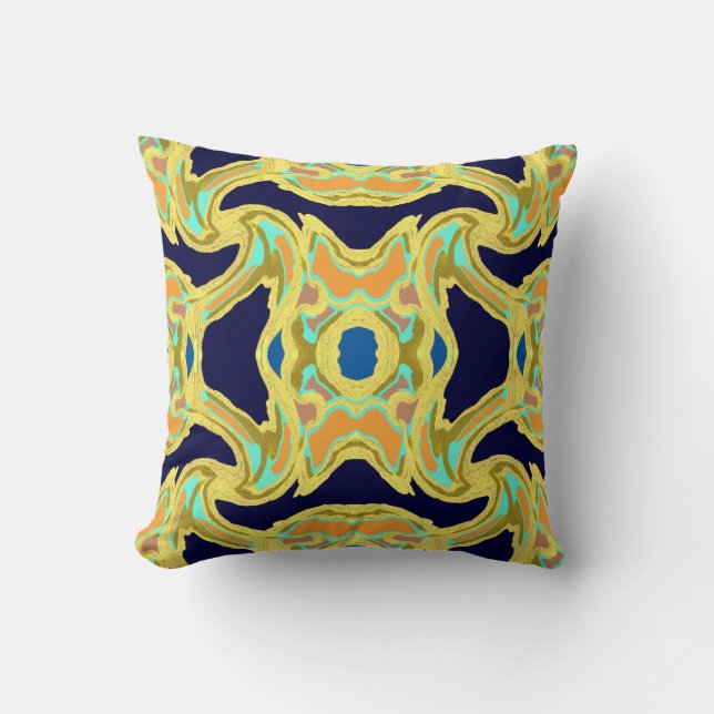 Coussin Coussin-Marine moderne, jaune, orange, vert, bleu (Recto)