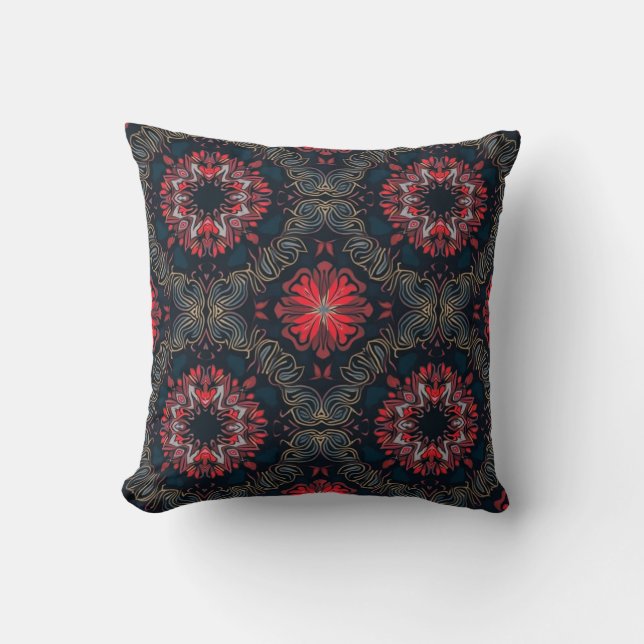 Coussin "Coussin Motif du Chaos Rouge et Or Mandala" (Recto)