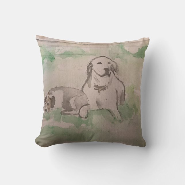 Coussin Coussin, récupérateur et chien (Recto)