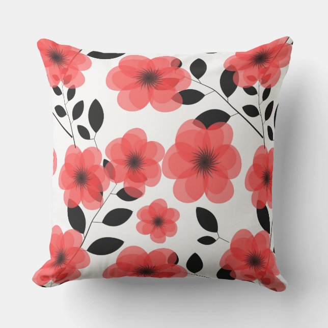Coussin Coussin-rouge à Accent extérieur Fleurs Jetées Ore (Recto)