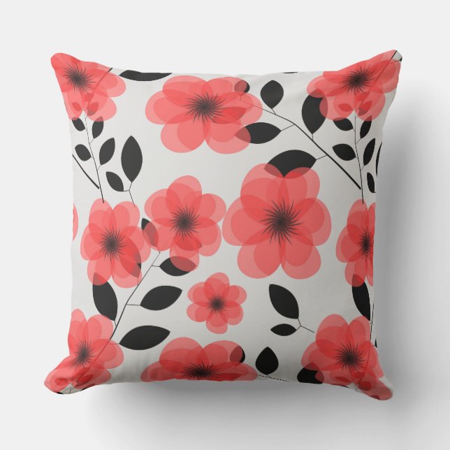 Coussin Coussin-rouge à Accent extérieur Fleurs Jetées Ore (Recto)