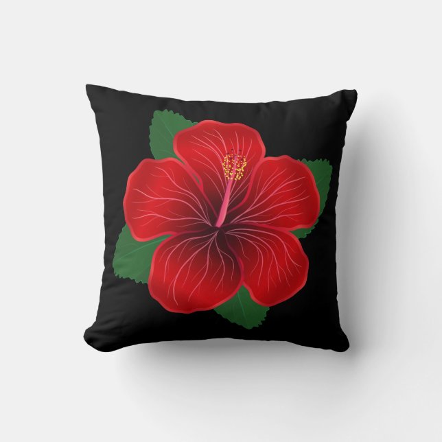 Coussin Coussin-Rouge Hibiscus (Recto)