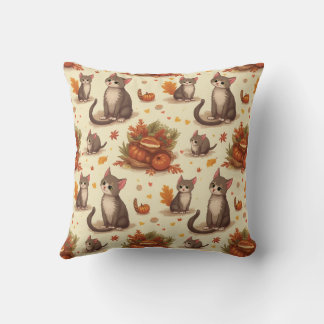 Coussin coussin Thanksgiving avec chats