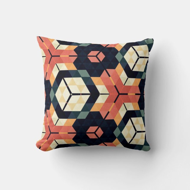 Coussin Couteaux géométriques hexagones Abstraits et color (Recto)