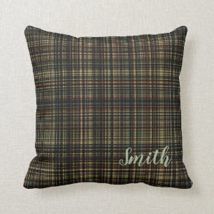 Coussin Coutume foncée de tartan (plaid)