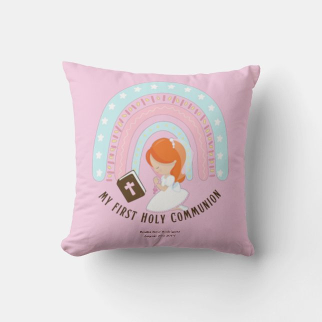 Coussin Coutume Première Sainte Communion Cute Red Hair Gi (Recto)