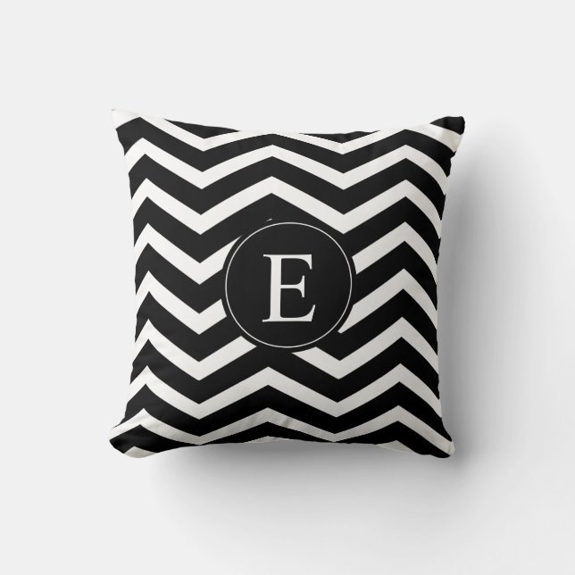 Coussin Couture Chevron noir et blanc (Recto)