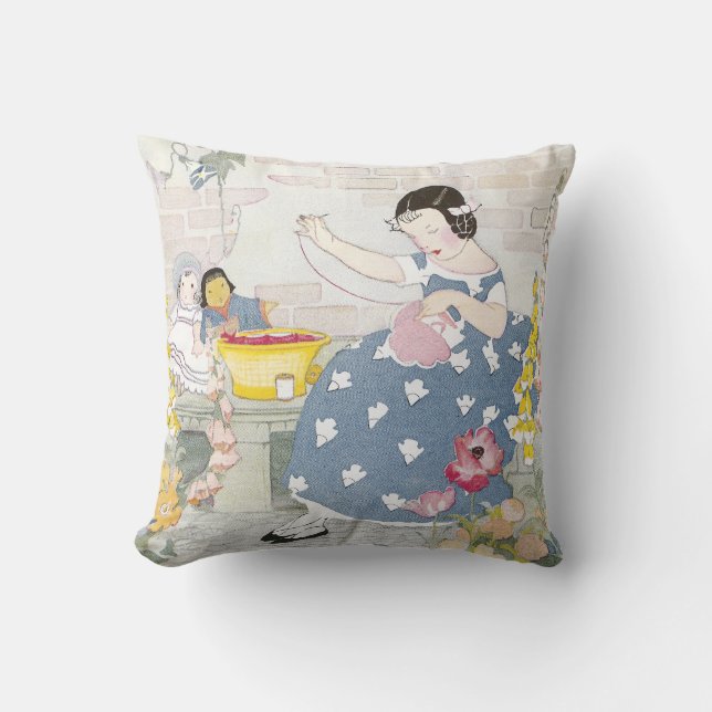 Coussin Couture dans un jardin de digitale et de pavots (Recto)