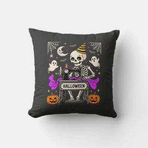 Coussin Couture de squelette d'Halloween Fantôme Citrouill