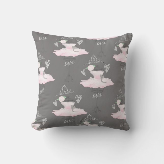 Coussin Couture rose et gris Ballerina Girls Chambre chamb (Recto)
