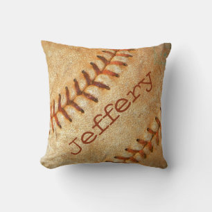 Coussin Couture rouge vintage personnalisée de baseball bl