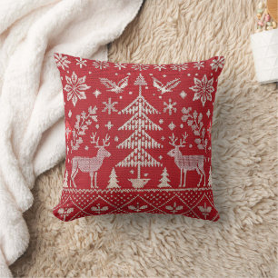 Coussin Couvercle d'oreiller brodé de Noël nordique