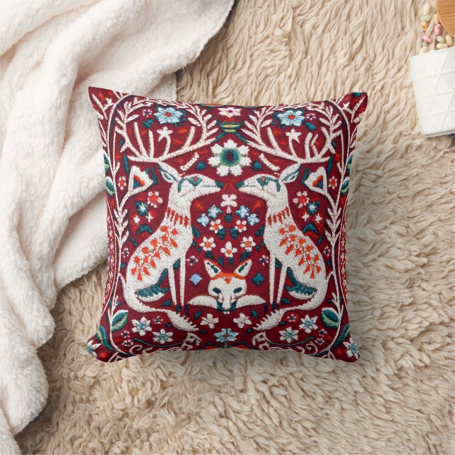 Coussin Couvercle d'oreiller brodé d'inspiration nordique (Couverture)