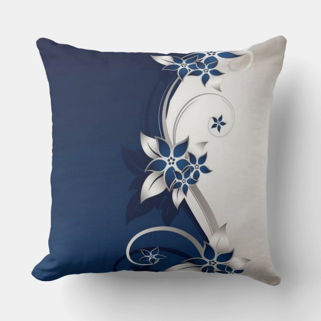 Coussin Couvercle en duvet bleu et blanc 3D (Recto)