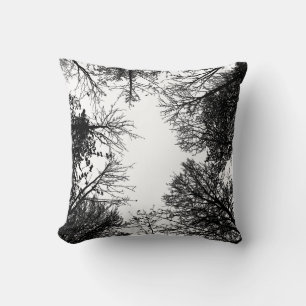 Coussin Couvert forestier noir et blanc