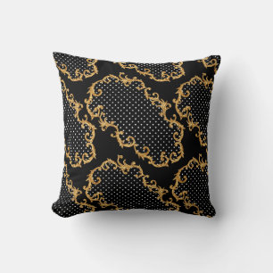 Coussin Couverture à motif baroque en peau de mouton dorée