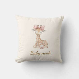 Coussin Couverture bébé girafe aquarelle personnalisée - P