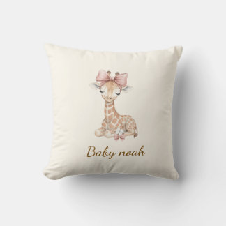 Coussin Couverture bébé girafe aquarelle personnalisée - P