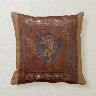 Coussin Couverture de livre en cuir médiéval Lion rampant