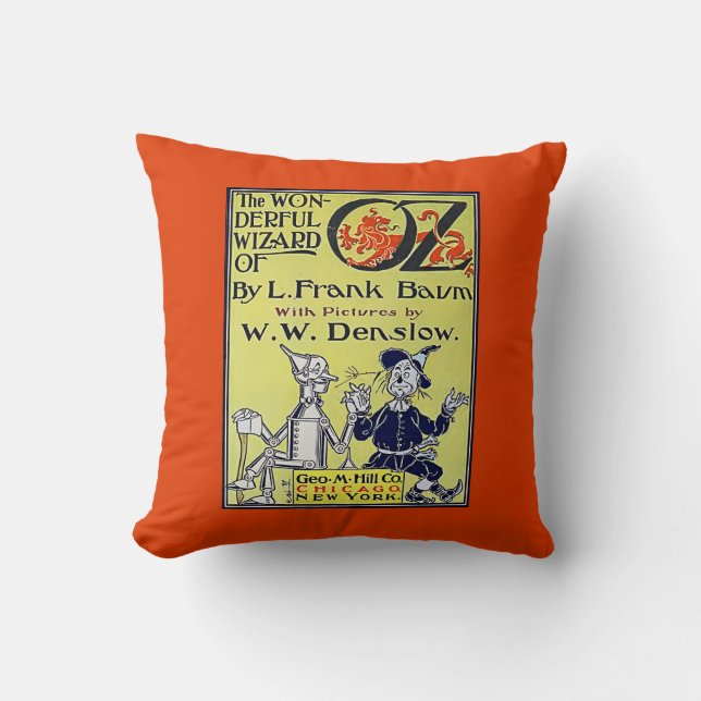 Coussin Couverture de livre vintage du Magicien d'Oz (Recto)