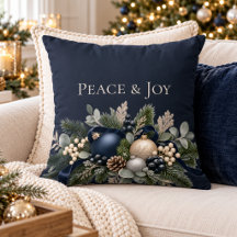 Couverture de Noël élégante Peace & Joy Navy Midni