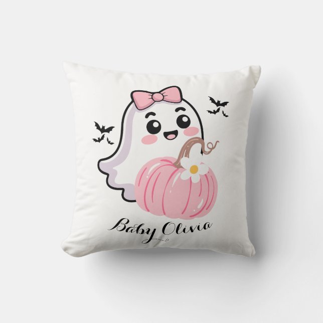 Coussin couverture d'halloween mignonne, citrouille d'arc  (Recto)