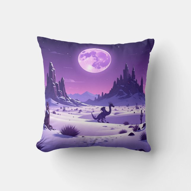 Coussin Couverture en laine de Wyrm lunaire – Dragon viole (Recto)