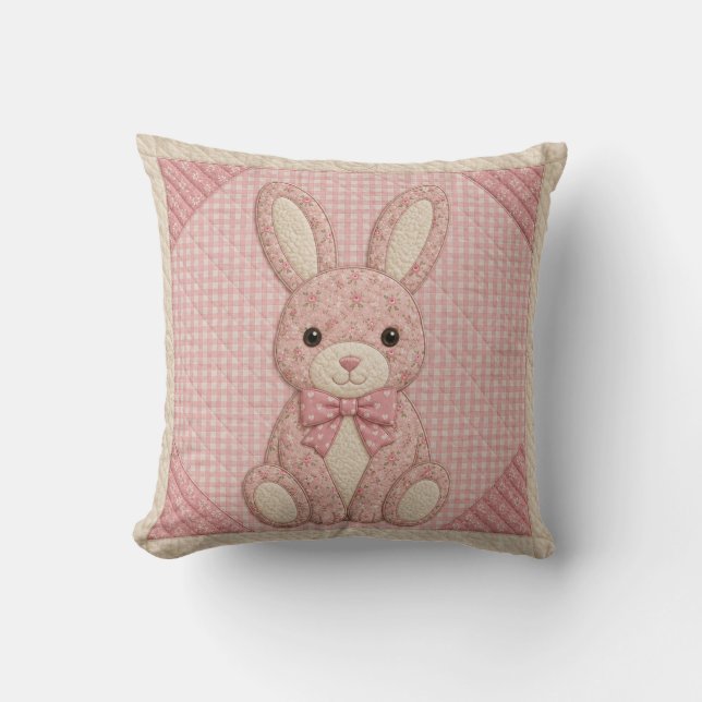 Coussin Couverture Lapin Rose (Recto)