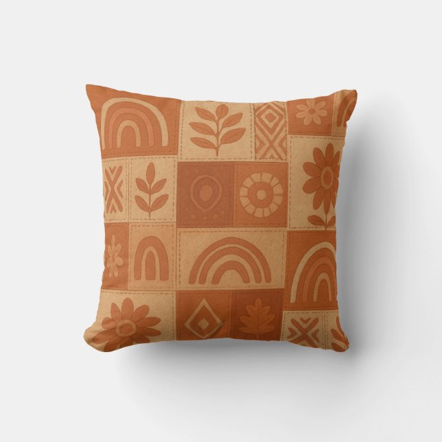 Coussin Couverture Patchwork Terracotta Florale Maison de  (Recto)