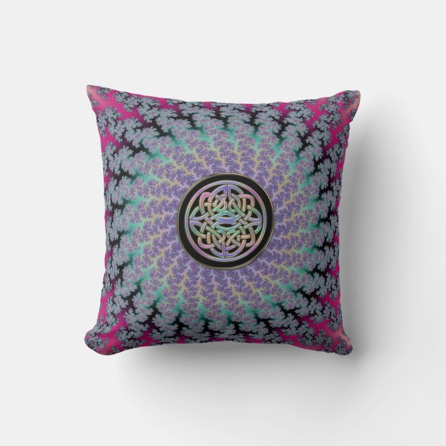 Coussin Couverture tressée de fractale avec le noeud de (Recto)