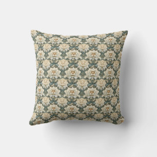 Coussin Couverture vintage en crème Sage Vert Fleece Flora