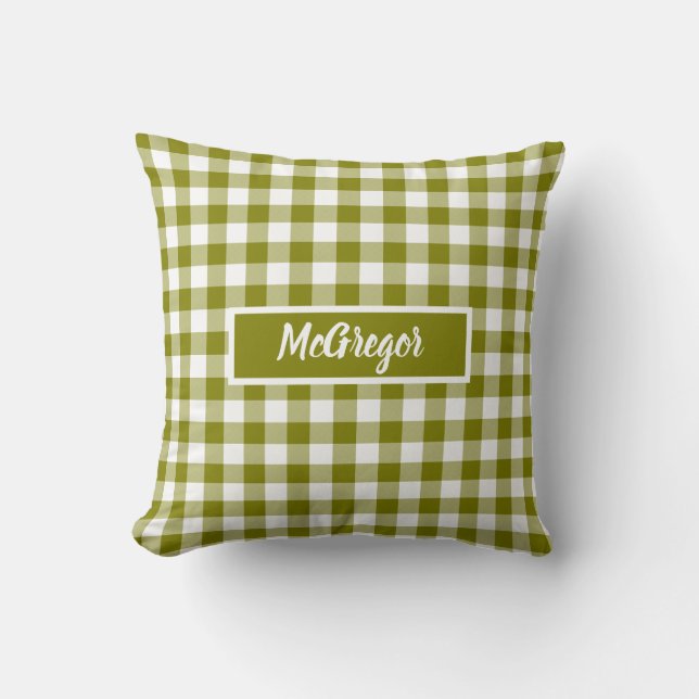 Coussin Couvertures personnalisées à carreaux gingham vert (Recto)