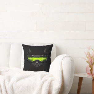 Coussin Couvre-lit Chat Stealth Cyberpunk Vert Néon pour s