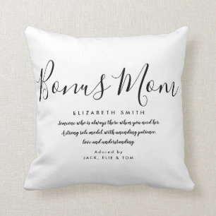 Coussin Couvre-lit noir et blanc Citation Belle-mère Bonus