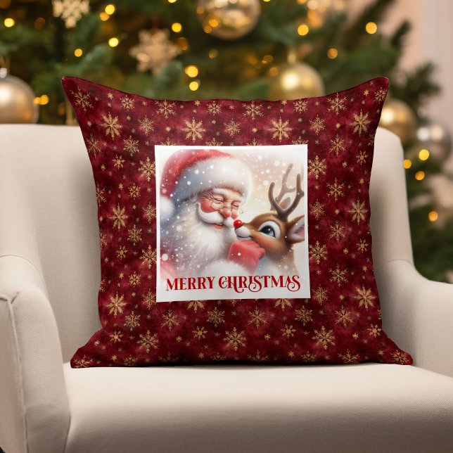 Coussin Couvre-oreiller de vacances de Rudolph Claus Père  (Cute Santa Claus Rudolph Holiday Pillow Cozy Home

)