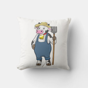 Coussin Cow as Farmer with Pitchfork