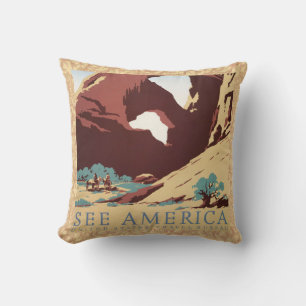 Coussin Cow-boy Désert Vintage Western Chevaux 