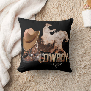 Coussin Cowboy à cheval bottes occidentales casquette de c