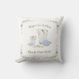 Coussin Cowboy Baby shower Pays Western Blue Boy