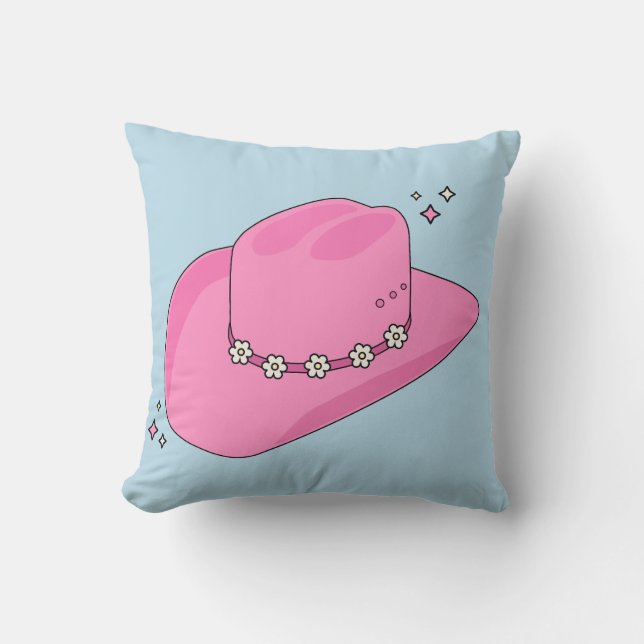 Coussin Cowboy Casquette Preppy Rose Et Bleu (Recto)