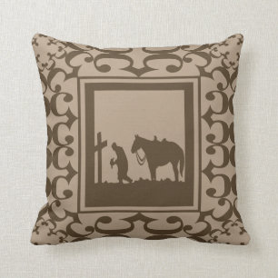 Coussin Cowboy de prière avec le cheval à la coutume